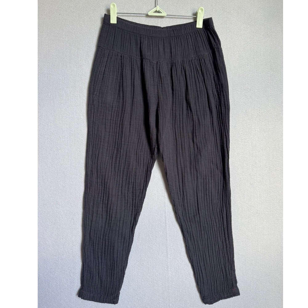 Xirena Cotton Gauze Pants Women XS Black Relaxed Tapered Elastic Waist USA